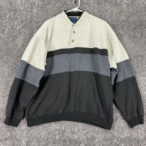 Vtg TownCraft Sweatshirt Mens Large Tall Long Sleeve Gray Henley Outdoor City